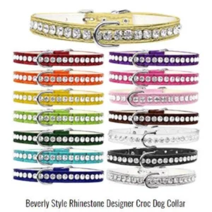 Beverly Style Rhinestone Designer Croc Dog Collar